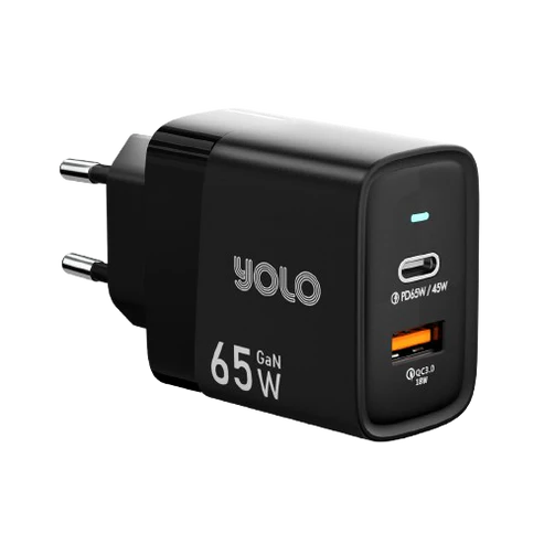 YOLO GaN Charger 65w Dual Port USB A + Type-C – Y-651